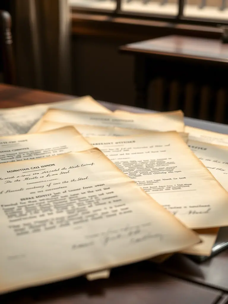 A close-up image of archival documents related to the NCCI, showcasing the committee's role in shaping industrial policy and nationalization efforts.